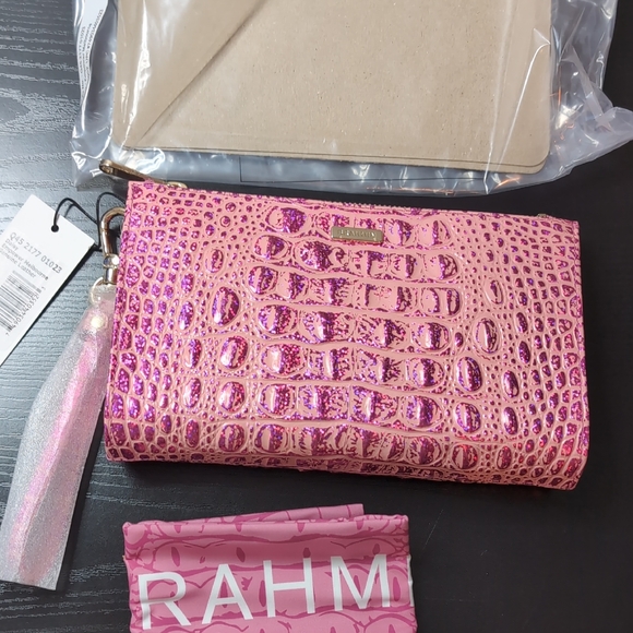 Brahmin BCA Collection 2024 Daisy Empower Melbourne Wristlet Clutch Pink Sparkle